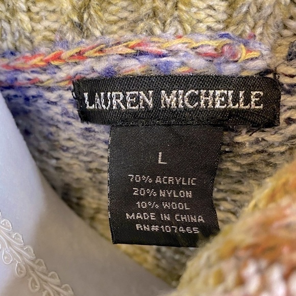 Lauren Michelle Multi Color Block Cap Sleeve Cardigan Sweater Size Large **EUC** - Picture 5 of 5